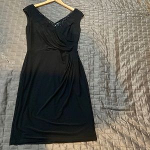 Black cocktail dress. Ralph Lauren, sparkly neckline! Size 8 and stretchy.